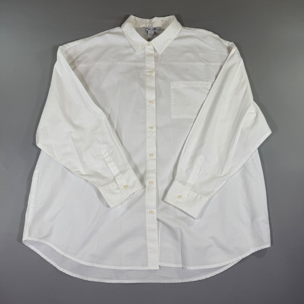 Old Navy The Boyfriend Shirt White Cotton Button Down Large Oxford Classis